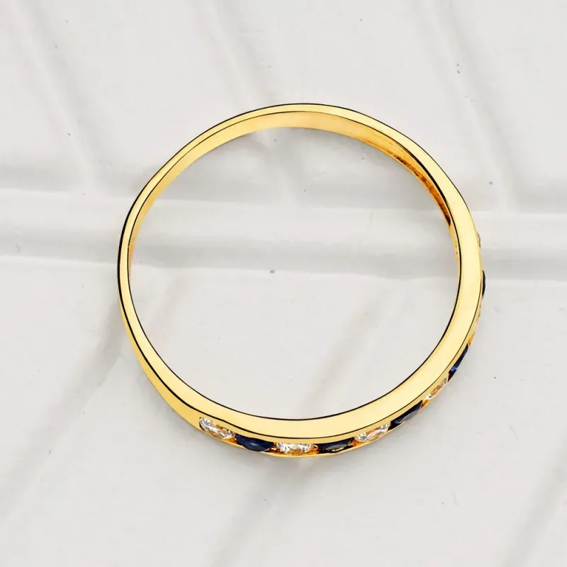 Sortija oro 18k circonita zafiro [7442]
