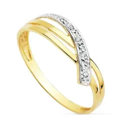 Sortija oro bicolor 18k circonita [7539]