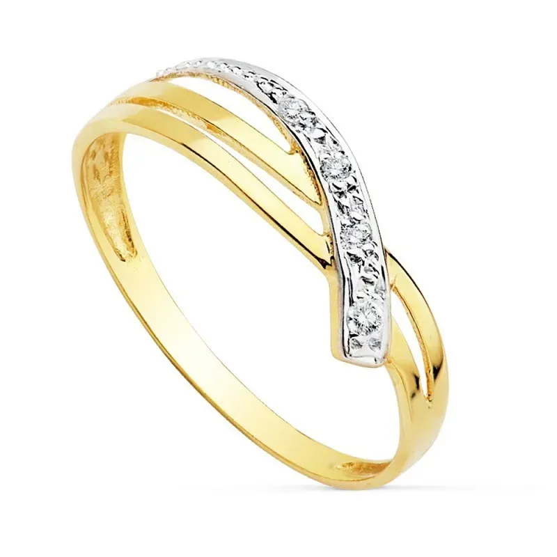 Sortija oro bicolor 18k circonita [7539]