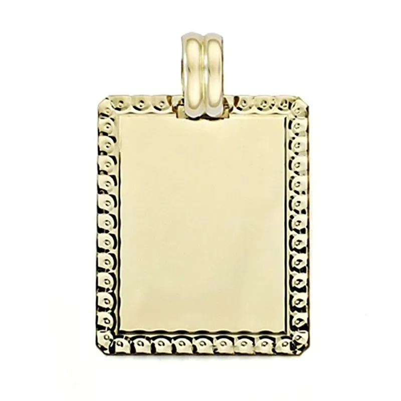 Colgante oro 18k chapa filo tallado 26mm. [7560]