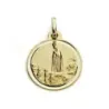 Medalla oro 18k Virgen de Fátima 16mm. lisa bisel