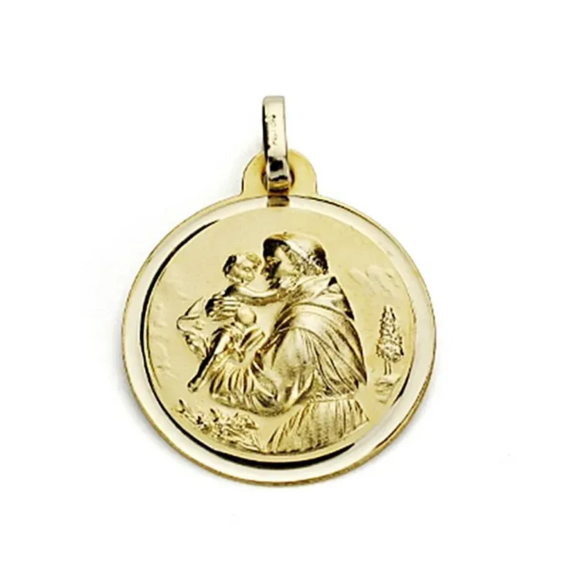Medalla oro 18k San Antonio 18mm. bisel [7575]