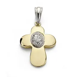 Colgante oro 18k cruz bicolor 23mm. circonitas [7907]