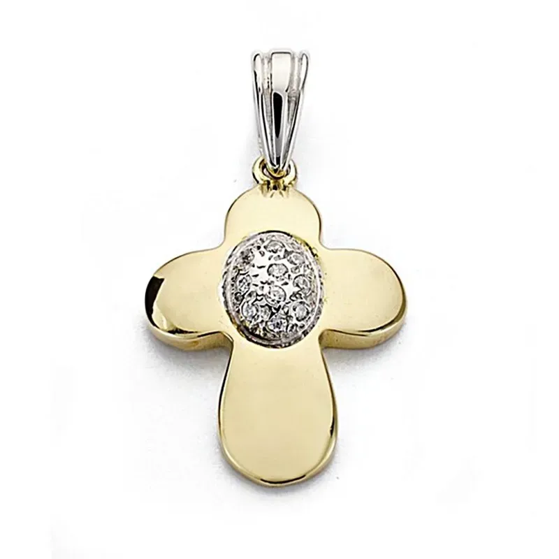 Colgante oro 18k cruz bicolor 23mm. circonitas [7907]