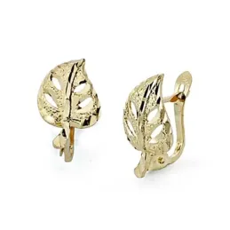 Pendientes oro 18k hoja calada 14mm. cierre catalán [7921]
