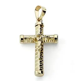 Crucifijo oro 18k Cristo 24mm. palo tallado [7977]