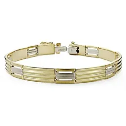 Pulsera oro 18k caballero bicolor 21,5cm. tramos semirígida [8037]