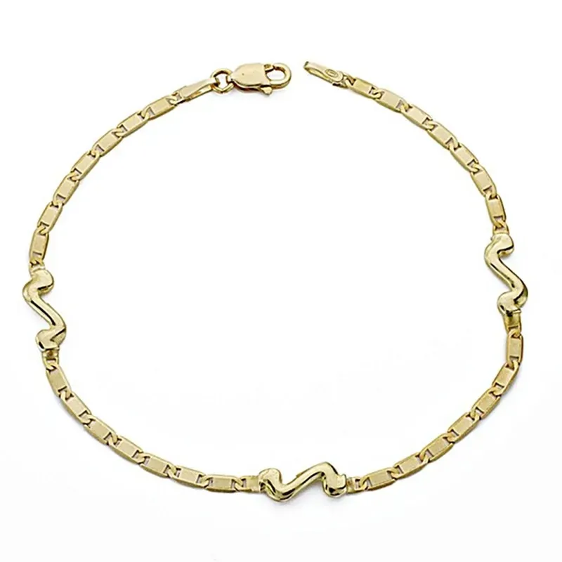 Pulsera oro 18k fina 18cm. motivos [8043]
