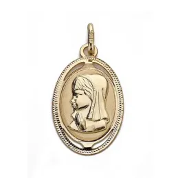 Medalla oro 18k Virgen Niña 20mm. oval [9019]