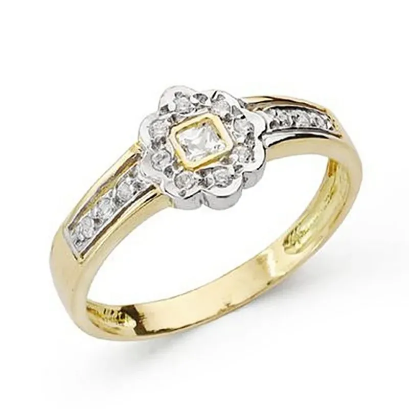 Sortija oro 18k bicolor circonitas comunión [9056S]