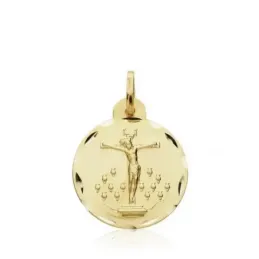 Medalla oro 18k Cristo Llaguna Virgen Candelaria 18mm. [AA0031]