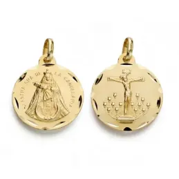 Medalla oro 18k Cristo Llaguna Virgen Candelaria 18mm. [AA0031]
