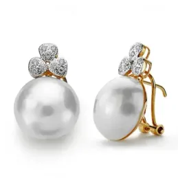 Pendientes oro 18k perla japonesa 14mm. [AA0090]