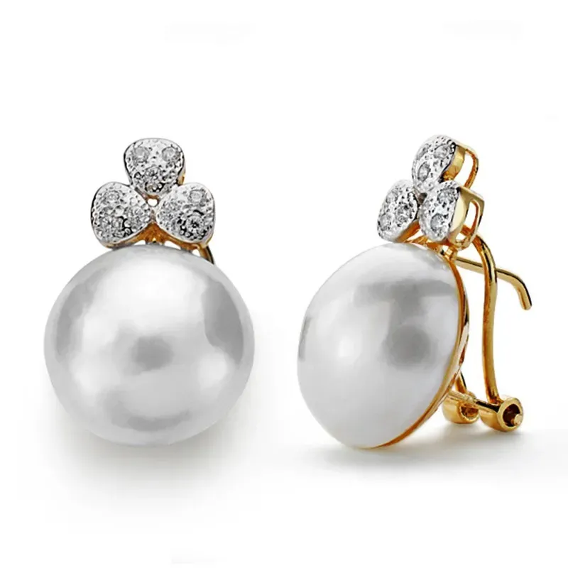 Pendientes oro 18k perla japonesa 14mm. [AA0090]