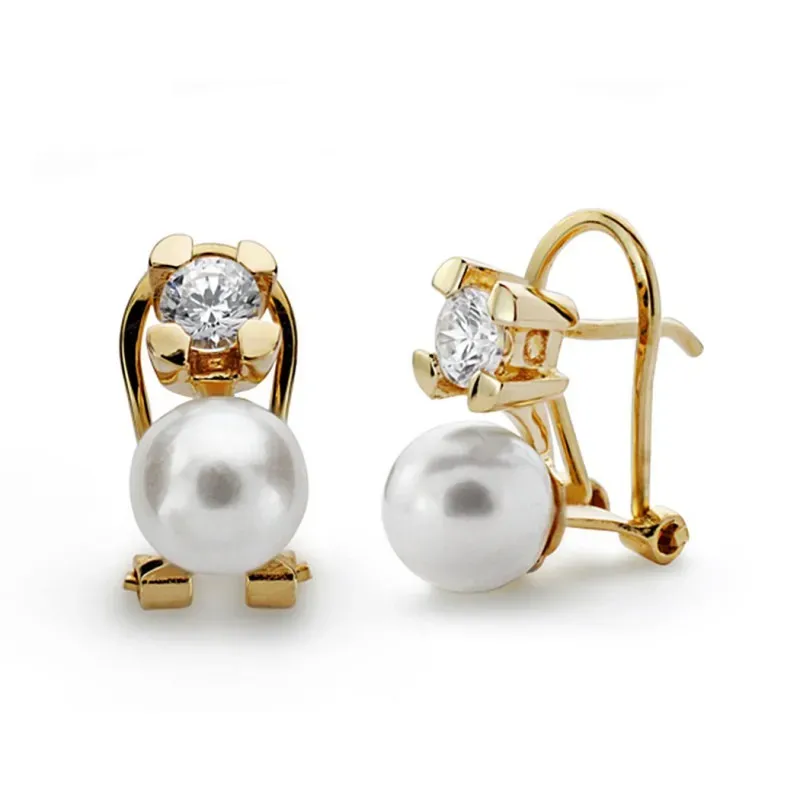 Pendientes oro 18k garra perla cultivada 7.5mm. [AA0356]