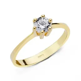 Solitario oro 18k circonita 4.5mm. [AA0429]