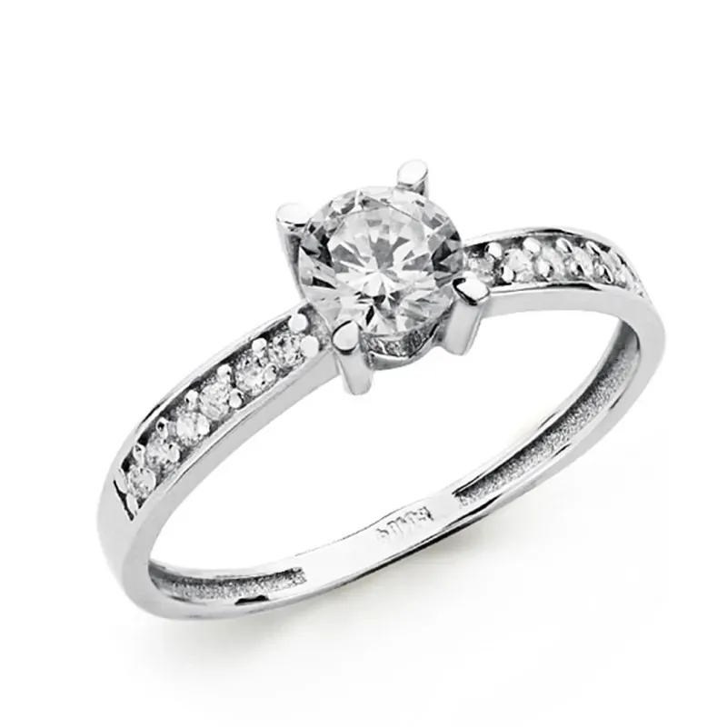 Solitario oro blanco 18k circonitas 5mm. [AA0469]