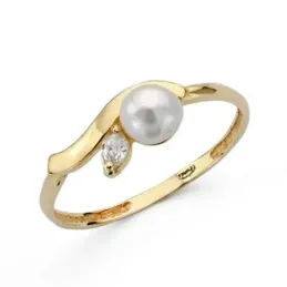 Sortija oro 18k comunión perla circonita [AA0502]