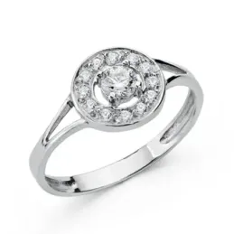 Sortija oro blanco 18k comunión circonitas [AA0514]