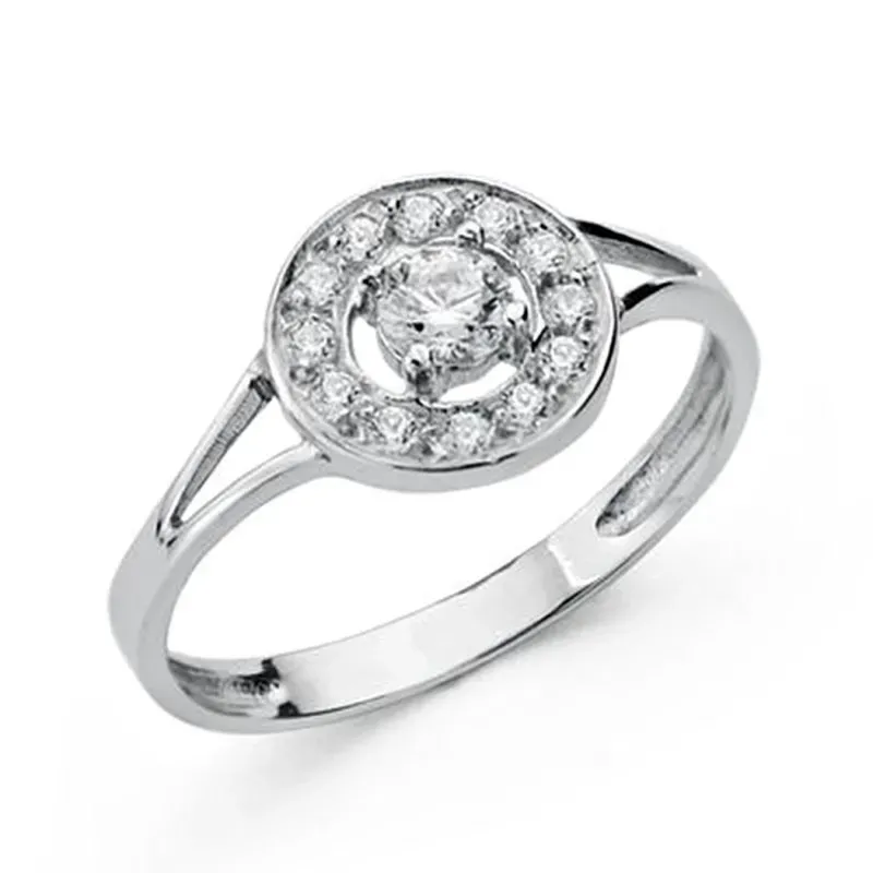 Sortija oro blanco 18k comunión circonitas [AA0514]