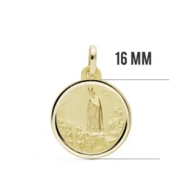 Medalla oro 18k Virgen de Fátima 16mm. bisel [7558]
