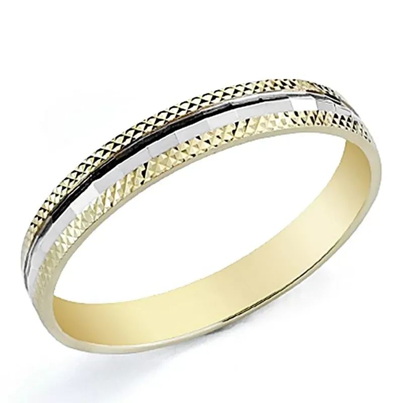 Alianza oro 9k bicolor 3,5mm. tallada [7871GR]