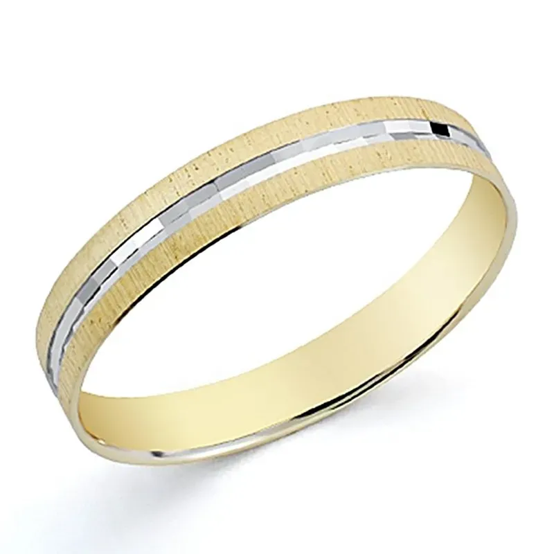 Alianza oro 18k bicolor 3,5mm. tallada [8055GR]