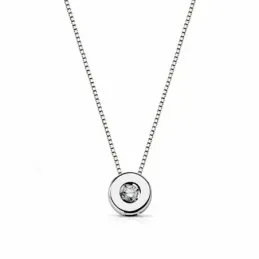 Colgante oro blanco 18k con cadena diamante brillante 0.03ct [AA1800]