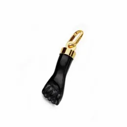 Colgante oro 18k mano puño higa negra 19mm. [AA1824]