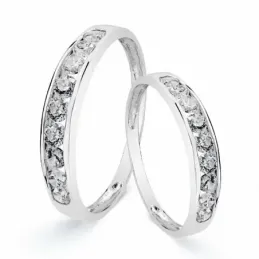 Alianza oro blanco 18k carril circonitas 3.5mm [AA1878]