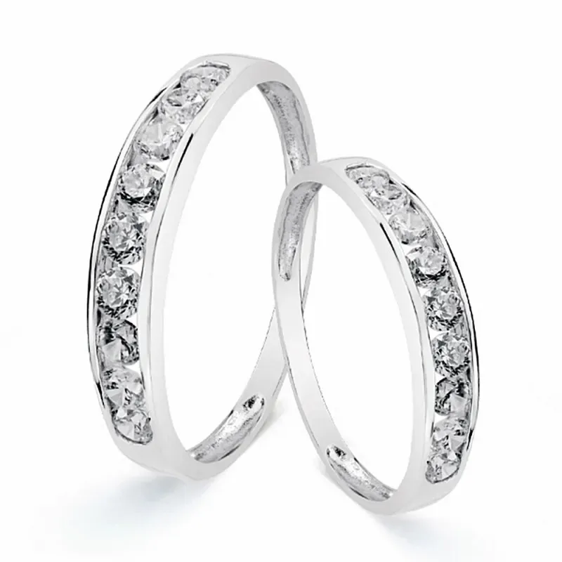 Alianza oro blanco 18k carril circonitas 3.5mm [AA1878]
