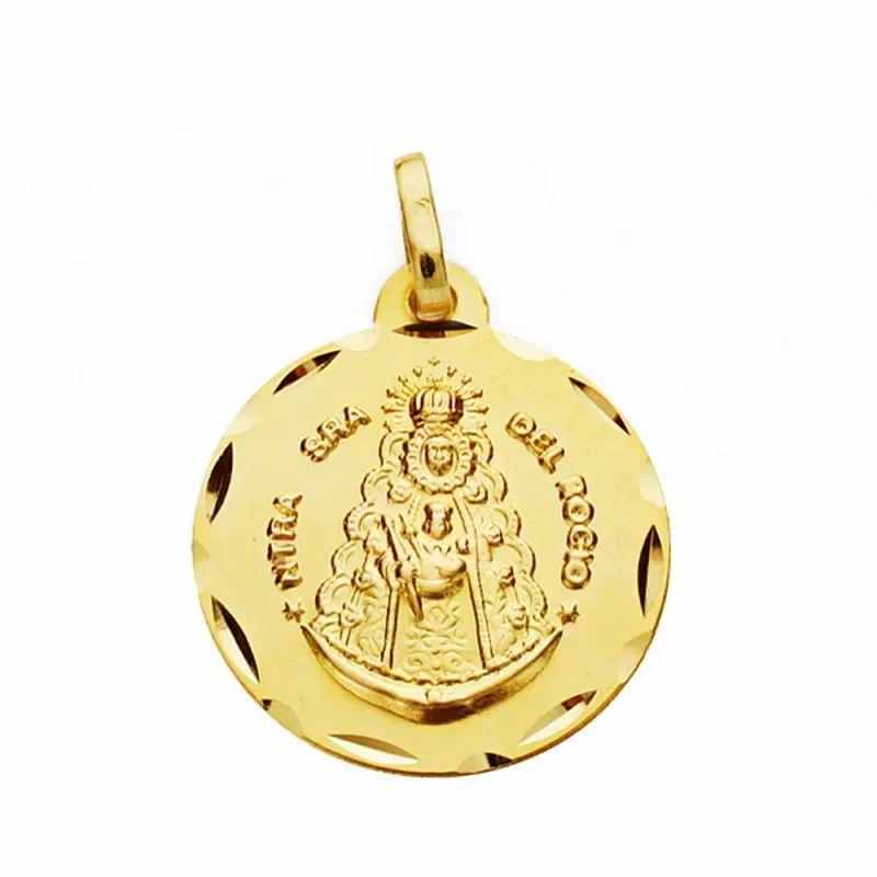 Medalla oro 18k Virgen del Rocío 18mm. labrado tallado [AA2550]