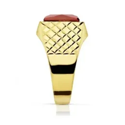Sello oro 18k piedra espinela roja 10mm. cuadrado [AA2308]