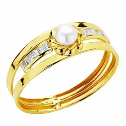 Sortija oro 18k perla 3mm. circonitas [AA2389]