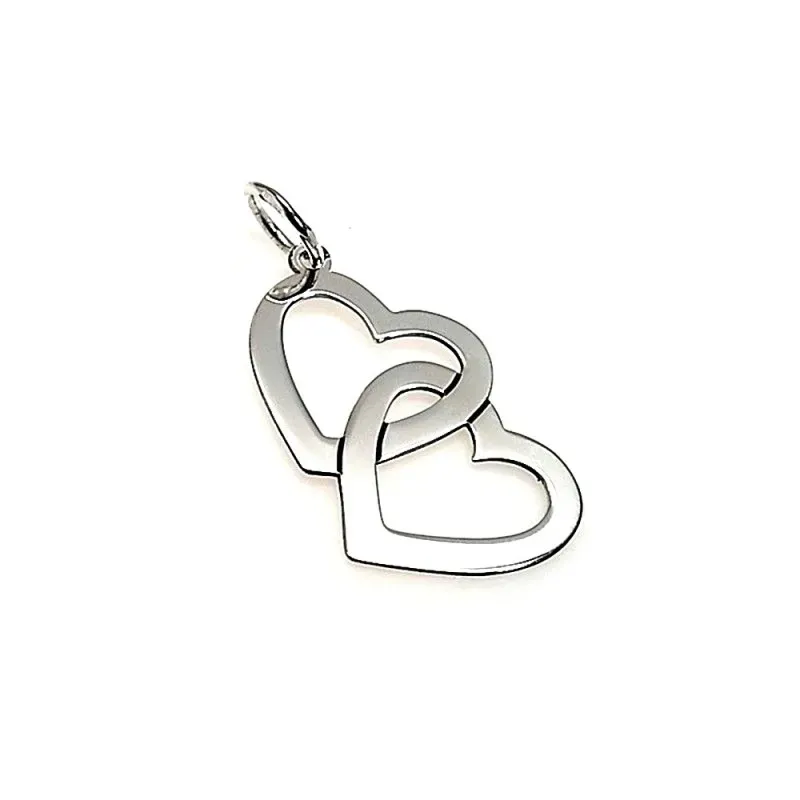 Colgante plata ley 925m 28mm. corazones enlazados [AA7866]