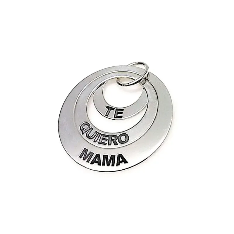 Colgante plata ley 925m 30mm. triple aro TE QUIERO MAMÁ [AA7882]