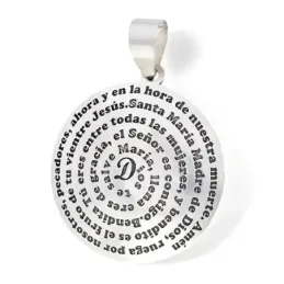 Colgante plata ley 925m 34mm. redondo Dios te salve María  [AA7883]