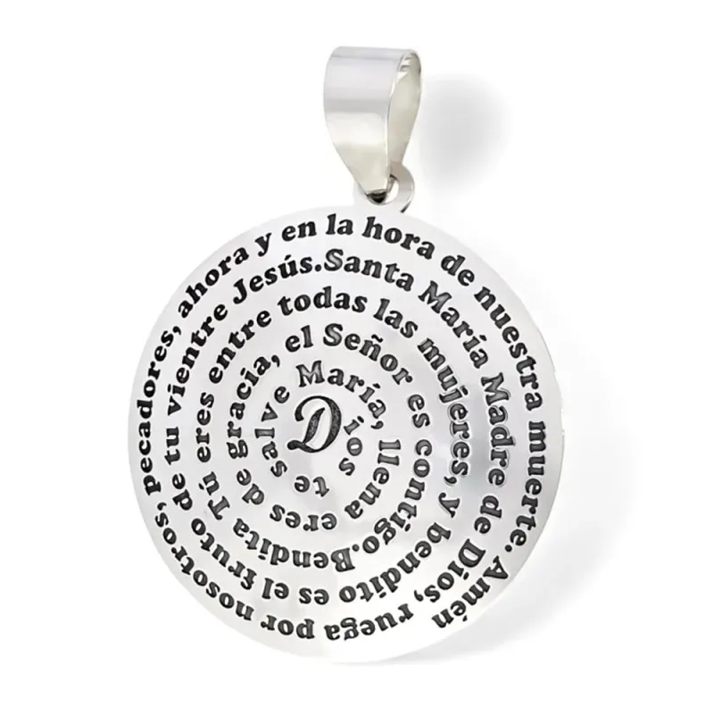 Colgante plata ley 925m 34mm. redondo Dios te salve María  [AA7883]