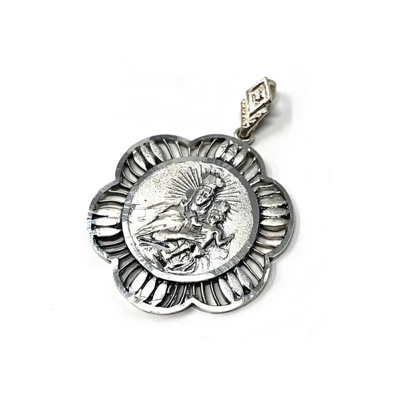Medalla plata ley 925m Virgen Carmen 30mm. cerco rombos [AA9816]