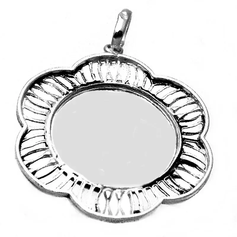 Medalla plata ley 925m Virgen Carmen 30mm. cerco rombos [AA9816]