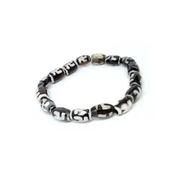 Pulsera plata ley 925m piedra toneles elástica [AB0005]