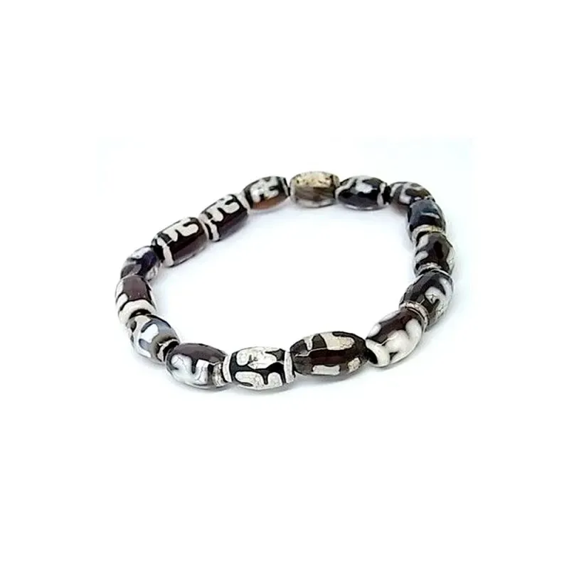 Pulsera plata ley 925m piedra toneles elástica [AB0005]