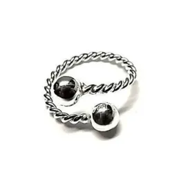 Sortija plata ley 925m ajustable lisa tonisa bolas 6mm. [AB0698]