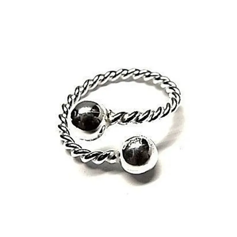 Sortija plata ley 925m ajustable lisa tonisa bolas 6mm. [AB0698]