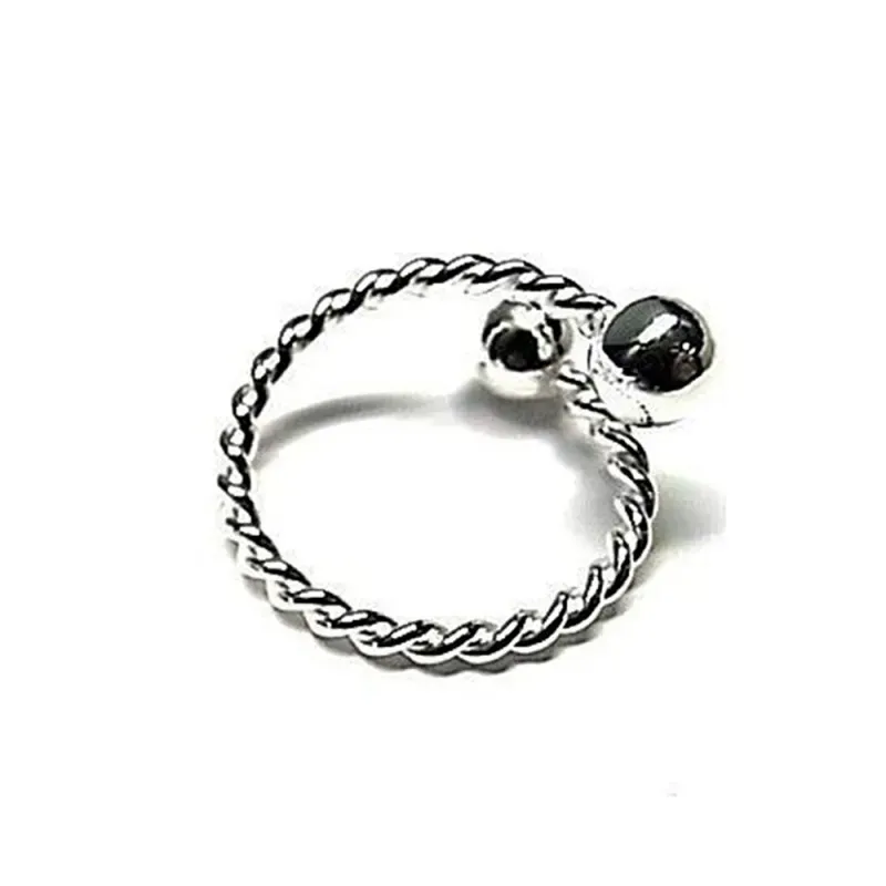 Sortija plata ley 925m ajustable lisa tonisa bolas 6mm. [AB0698]