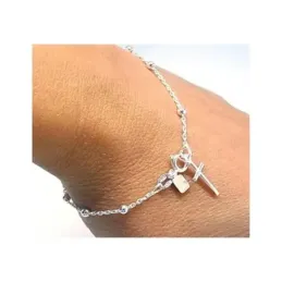 Pulsera plata ley 925m rosario [AB0190]