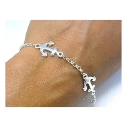 Pulsera plata ley 925m lisa cadena rolo motivo anclas [AB0281]
