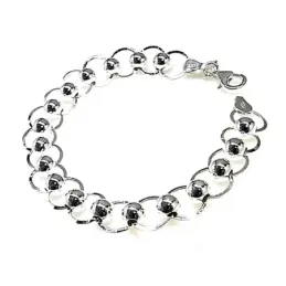 Pulsera plata ley 925m asas planas bolas 6mm.  [AB0329]