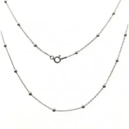 Cadena plata ley 925m lisa 40cm. combinada bolitas 0.25mm. [AB0361]