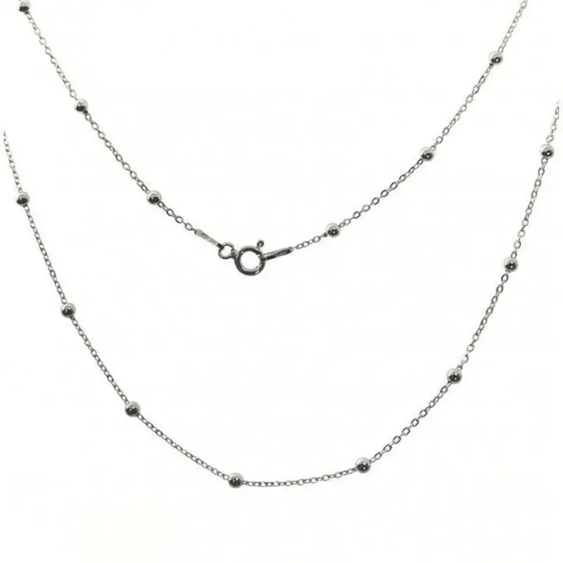 Cadena plata ley 925m lisa 40cm. combinada bolitas 0.25mm. [AB0361]